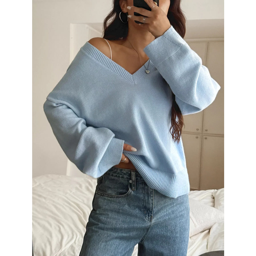 V-Neck Loose Fit Sweater Apparel and Accessories