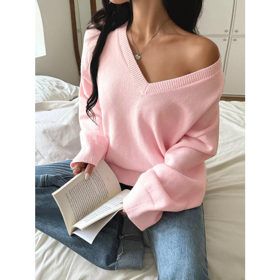 V-Neck Loose Fit Sweater Apparel and Accessories