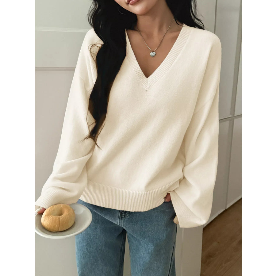 V-Neck Loose Fit Sweater Apparel and Accessories