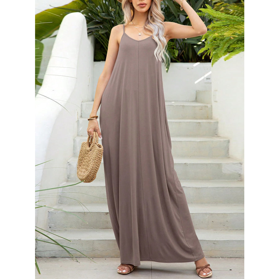 V-Neck Maxi Cami Dress with Pockets Apparel and Accessories