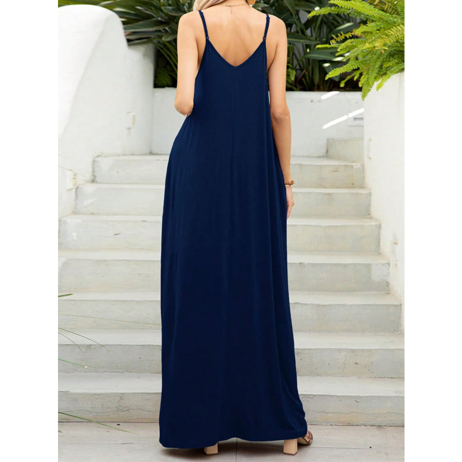 V-Neck Maxi Cami Dress with Pockets Apparel and Accessories