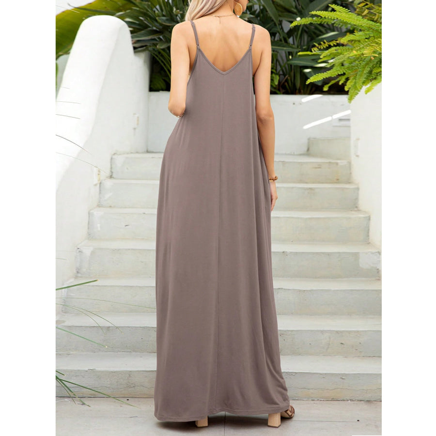 V-Neck Maxi Cami Dress with Pockets Apparel and Accessories