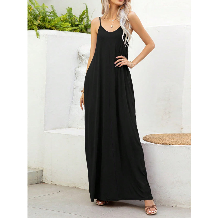 V-Neck Maxi Cami Dress with Pockets Apparel and Accessories