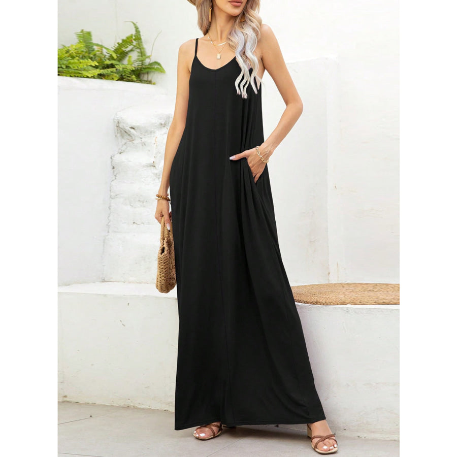 V-Neck Maxi Cami Dress with Pockets Apparel and Accessories