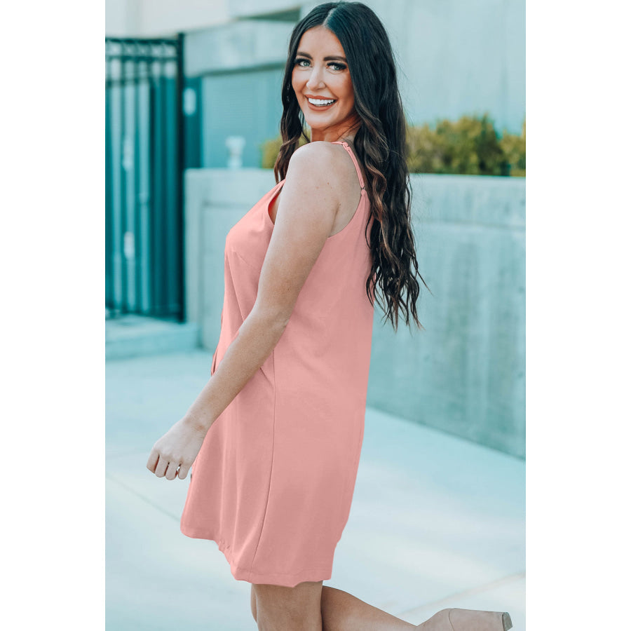 V - Neck Mini Cami Dress Dusty Pink / S Apparel and Accessories