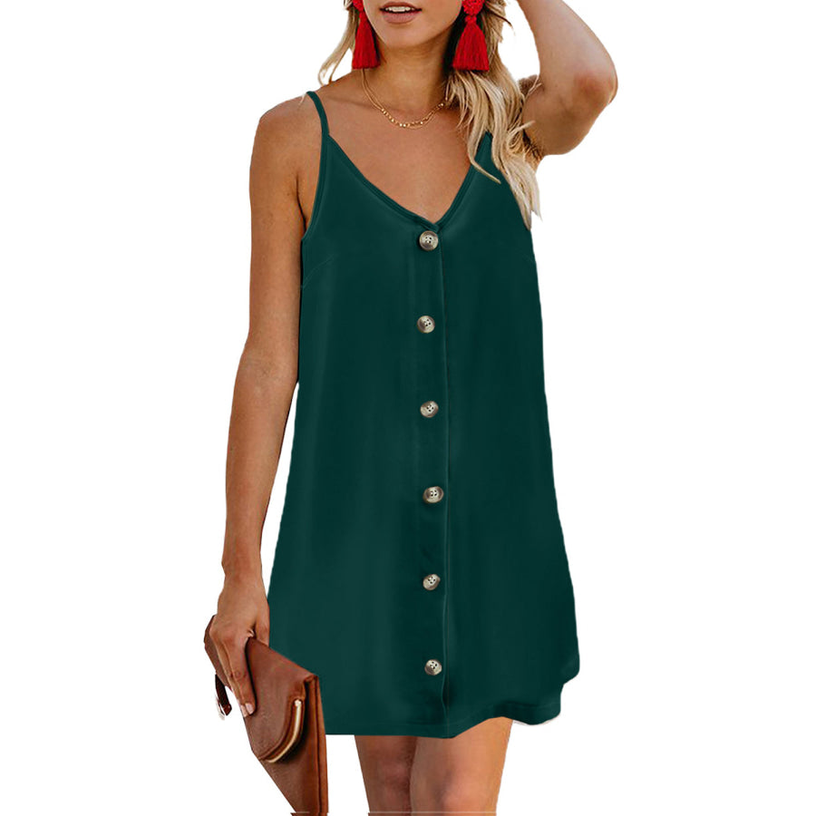 V - Neck Mini Cami Dress Black Forest / S Apparel and Accessories