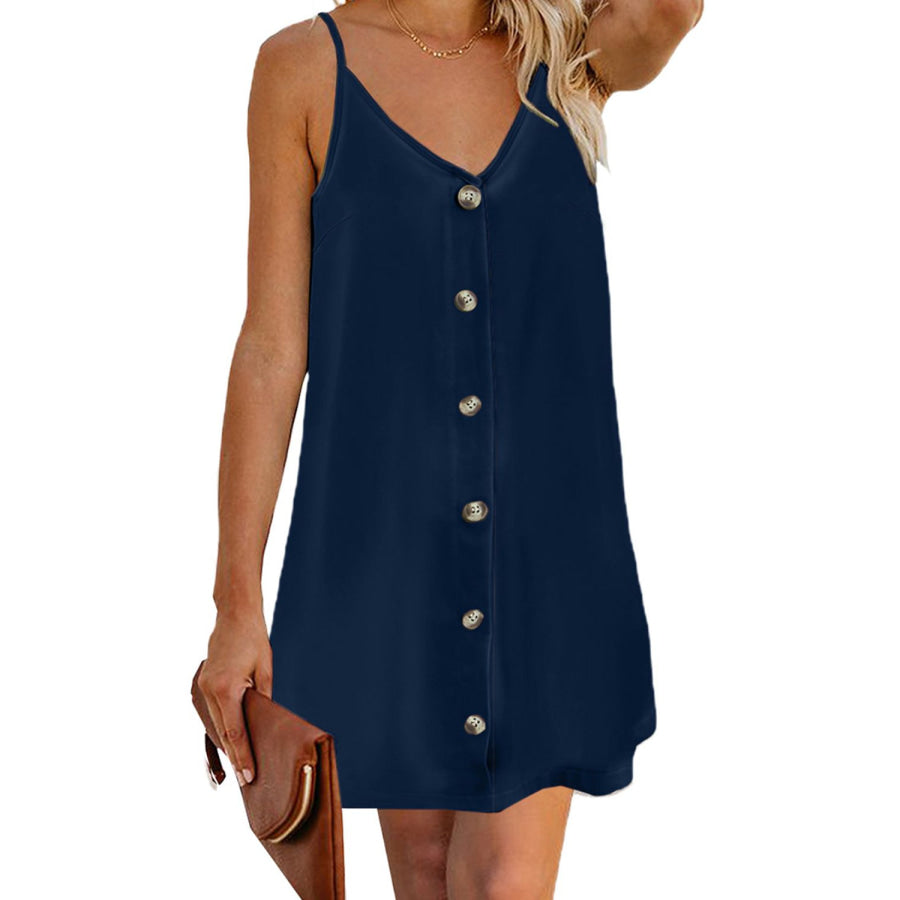 V - Neck Mini Cami Dress Dark Navy / S Apparel and Accessories