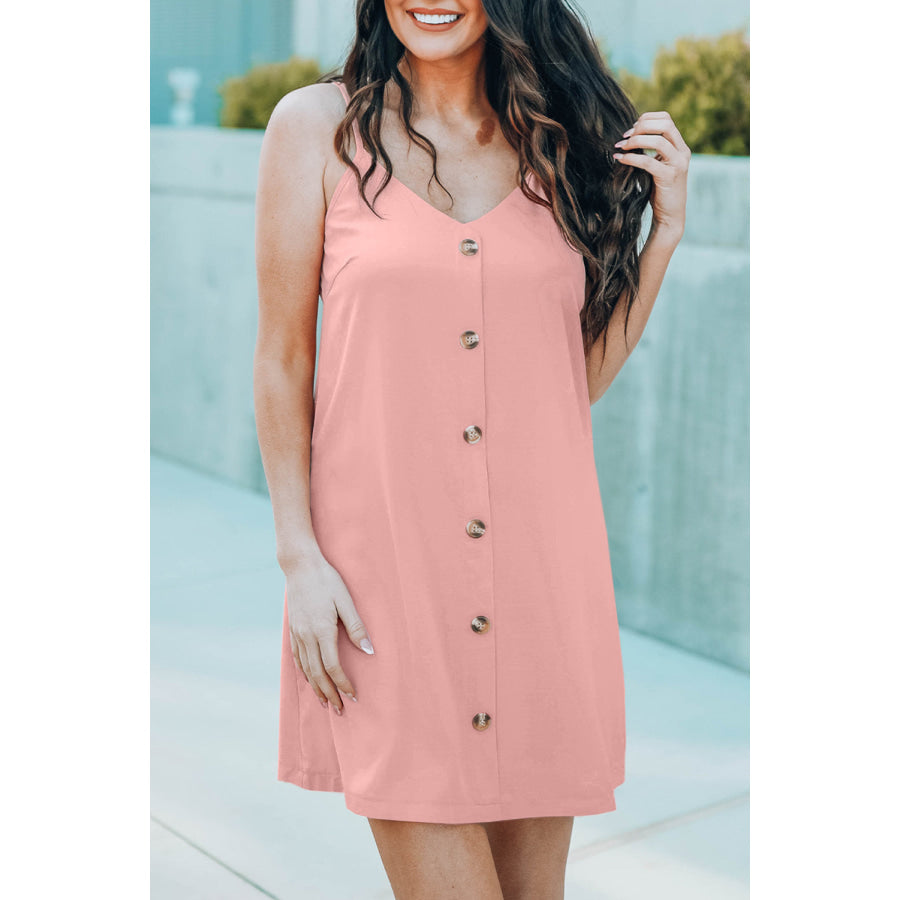 V - Neck Mini Cami Dress Dusty Pink / S Apparel and Accessories