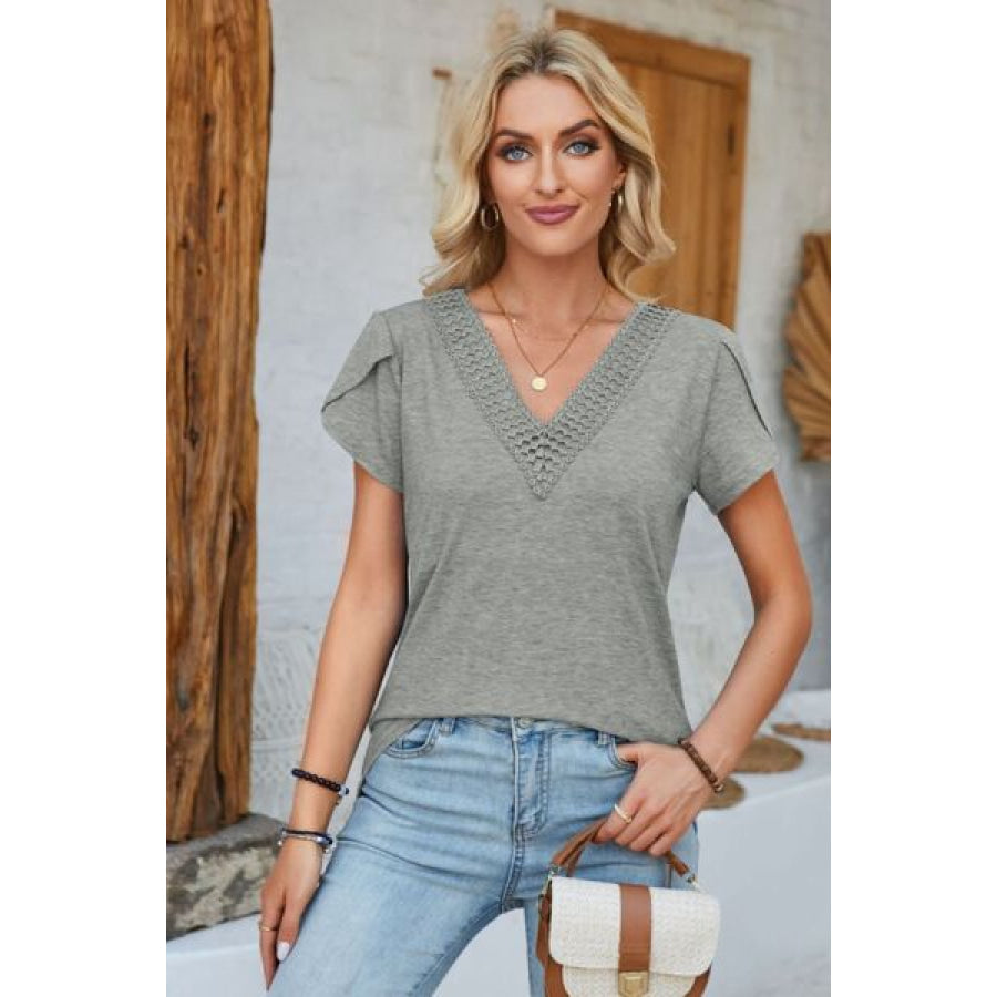 V - Neck Petal Sleeve T - Shirt Apparel and Accessories