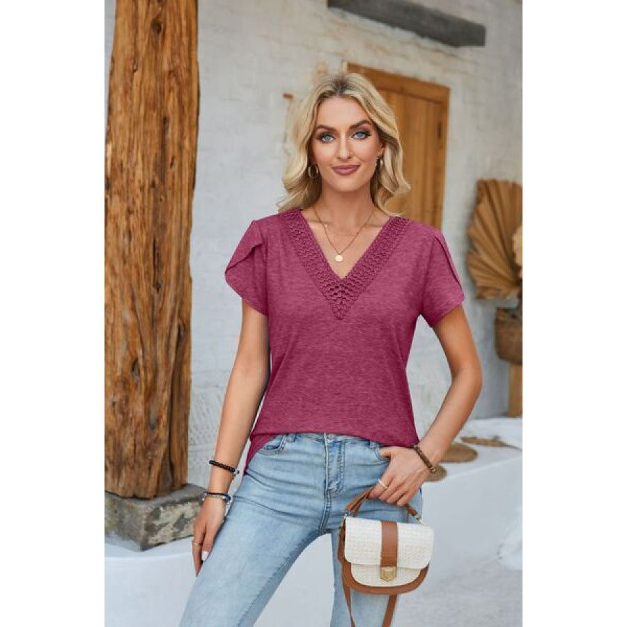 V - Neck Petal Sleeve T - Shirt Apparel and Accessories