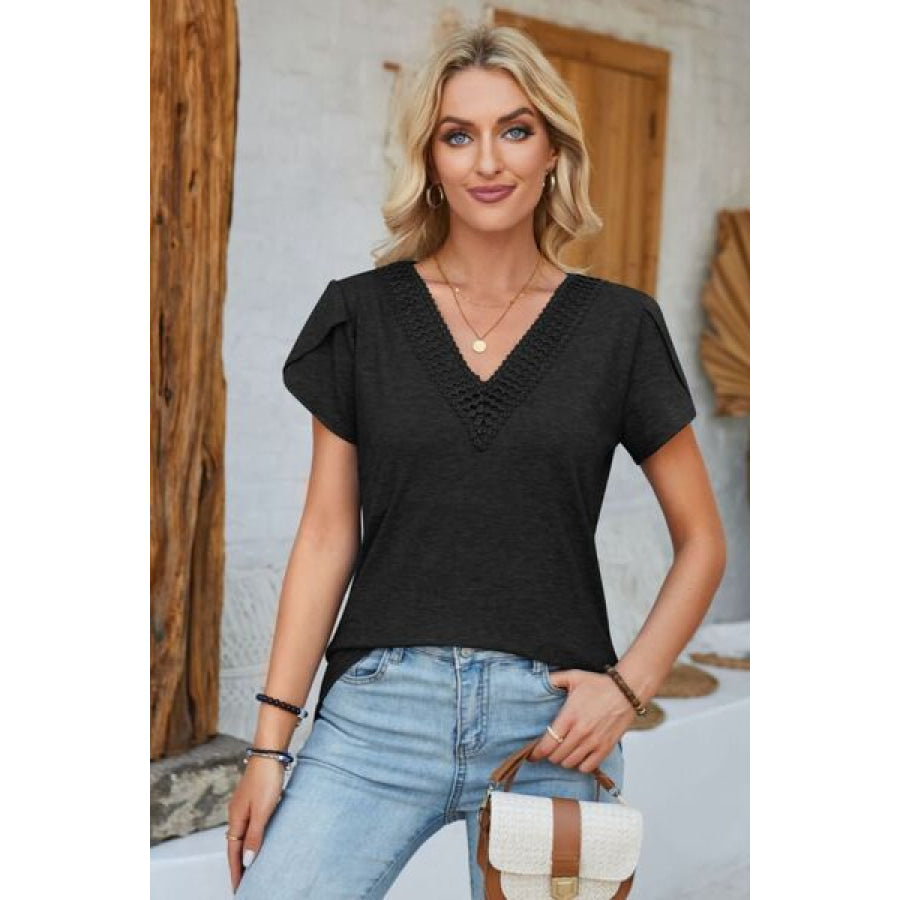 V - Neck Petal Sleeve T - Shirt Apparel and Accessories