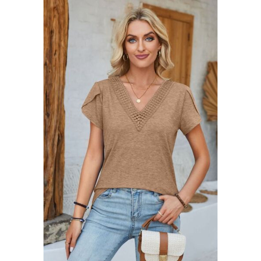 V - Neck Petal Sleeve T - Shirt Apparel and Accessories