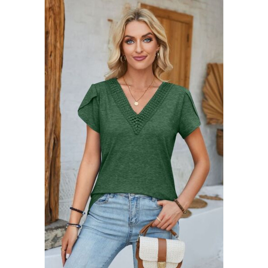 V - Neck Petal Sleeve T - Shirt Apparel and Accessories