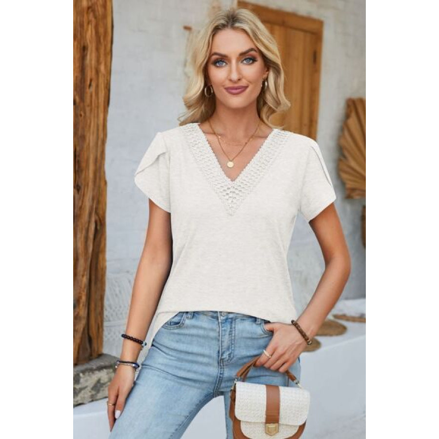 V - Neck Petal Sleeve T - Shirt Apparel and Accessories