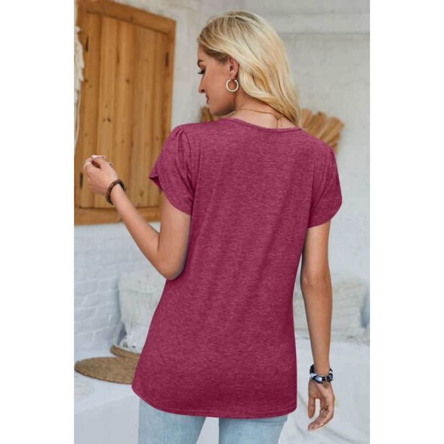 V - Neck Petal Sleeve T - Shirt Apparel and Accessories