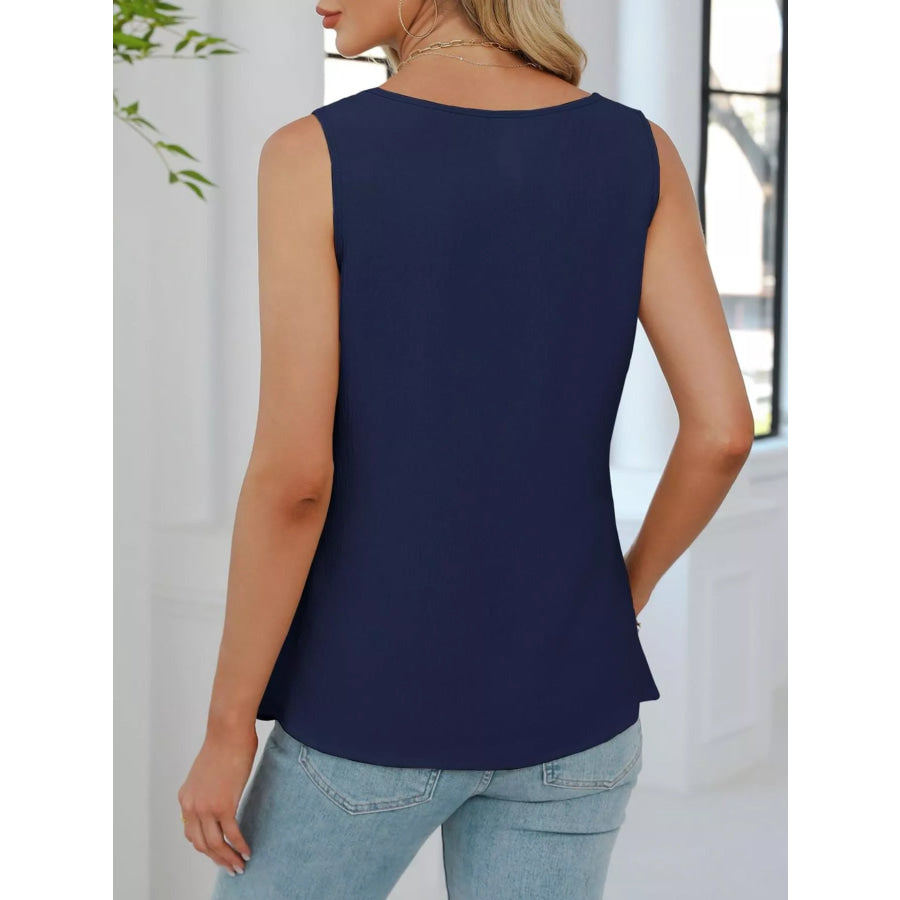 V-Neck Pleated Tank Apparel and Accessories