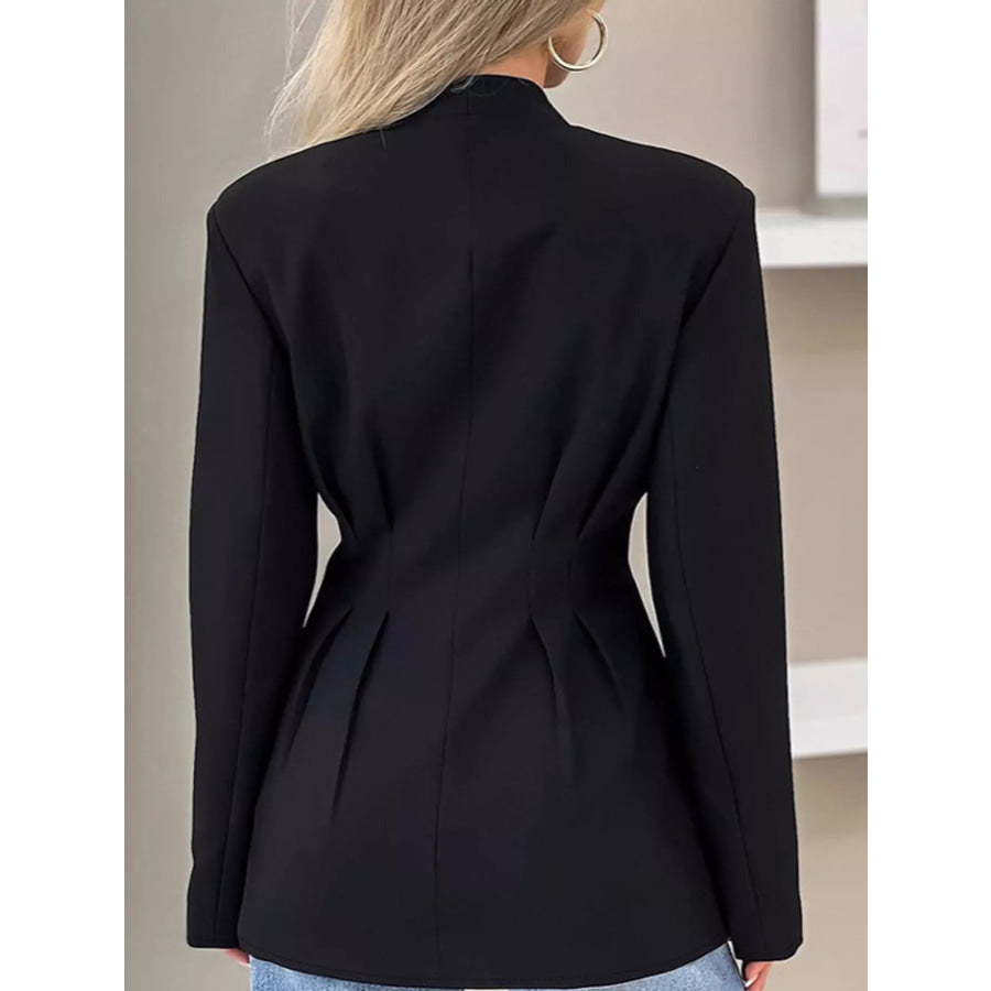 V-Neck Pleated Waist Slim-Fit Blazer Apparel and Accessories