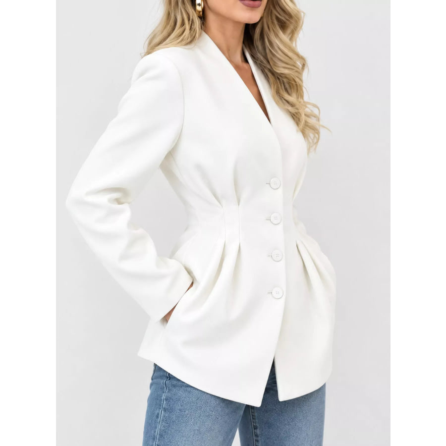 V-Neck Pleated Waist Slim-Fit Blazer Apparel and Accessories