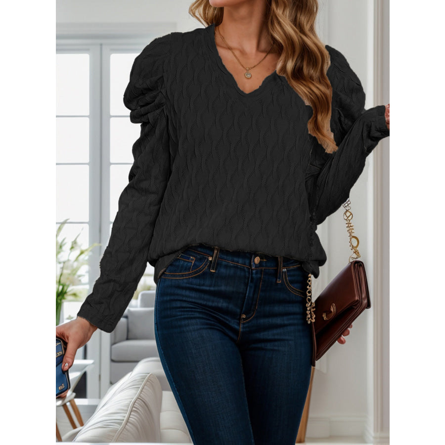 V-Neck Puff Sleeve Top Apparel and Accessories