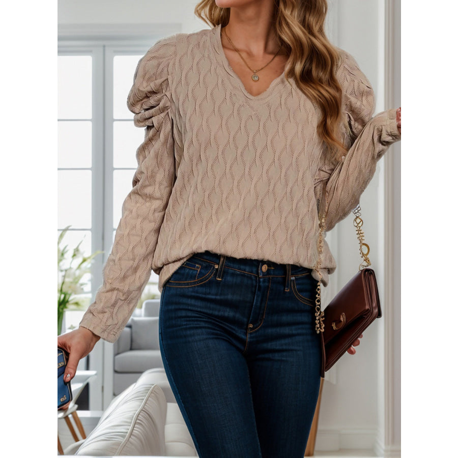 V-Neck Puff Sleeve Top Apparel and Accessories