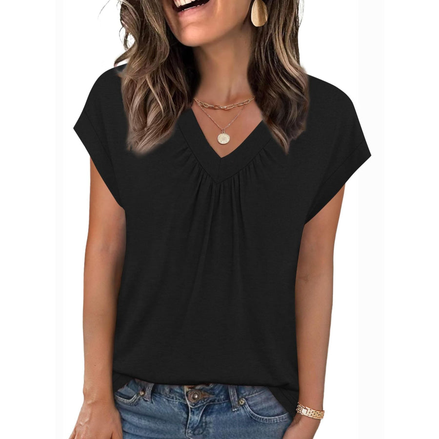 V-Neck Relaxed Fit T-Shirt Black / S Apparel and Accessories
