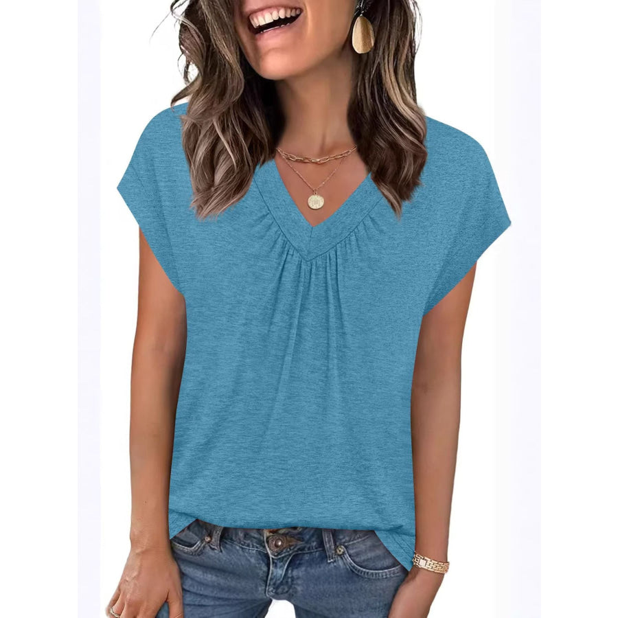 V-Neck Relaxed Fit T-Shirt Blue / S Apparel and Accessories