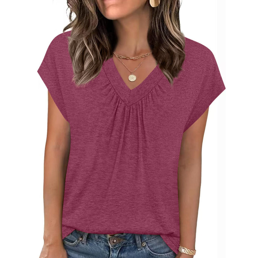 V-Neck Relaxed Fit T-Shirt Burgundy / S Apparel and Accessories