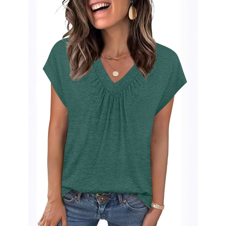 V-Neck Relaxed Fit T-Shirt Dark Green / S Apparel and Accessories