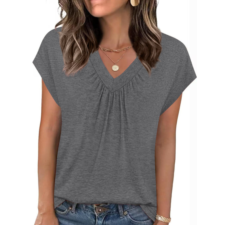 V-Neck Relaxed Fit T-Shirt Gray / S Apparel and Accessories
