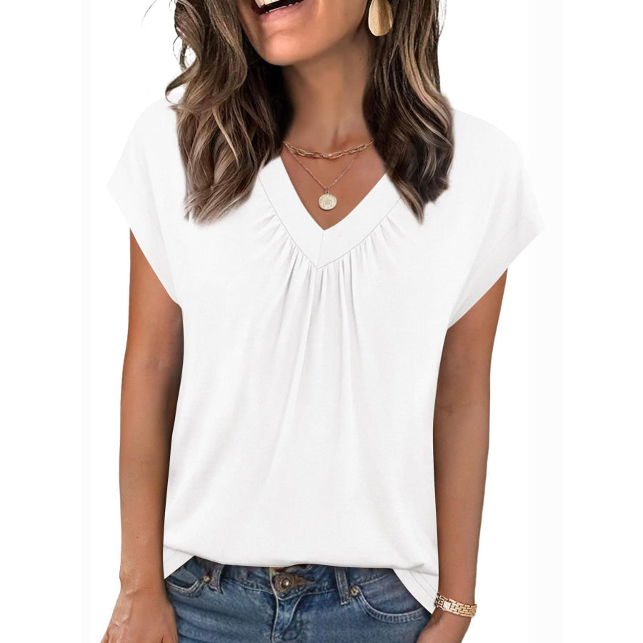 V-Neck Relaxed Fit T-Shirt White / S Apparel and Accessories