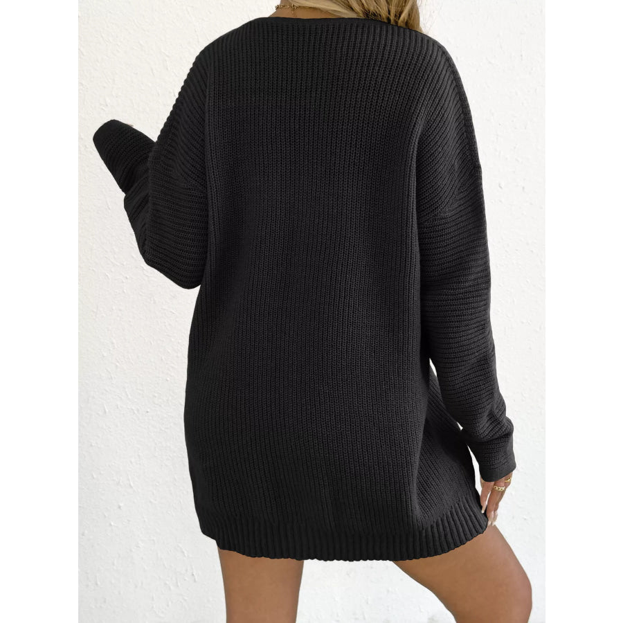 V-Neck Ribbed Knit Sweater Dress Apparel and Accessories