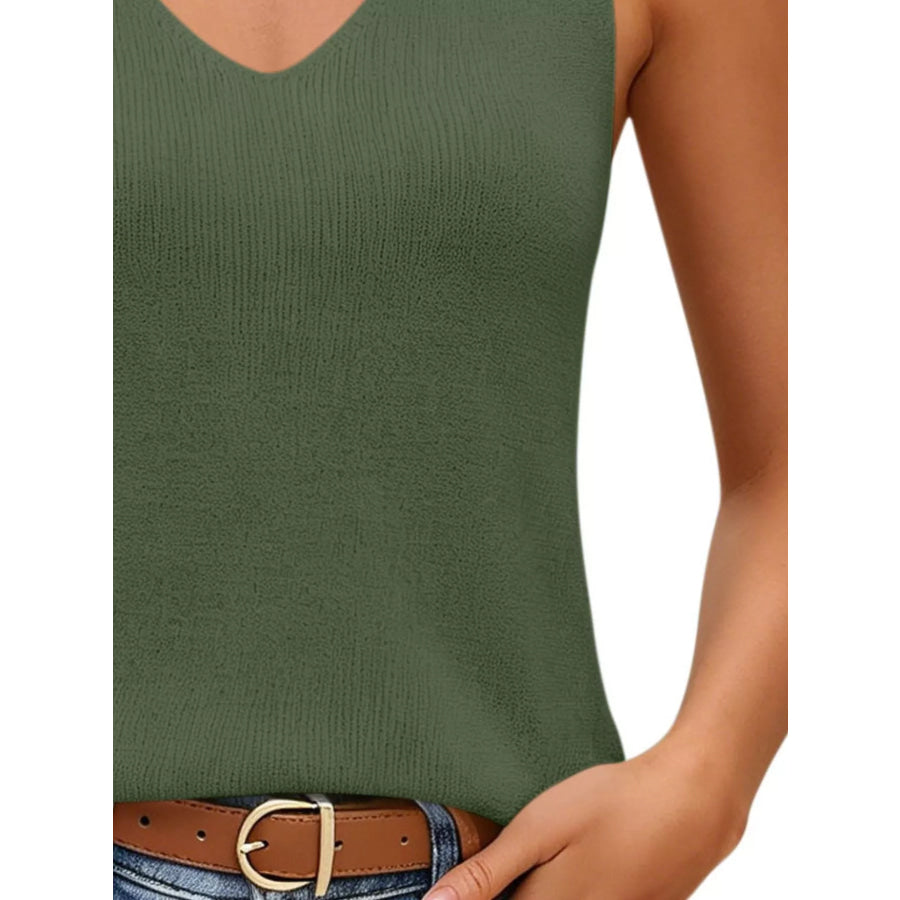 V-Neck Ribbed Knit Tank Top Apparel and Accessories