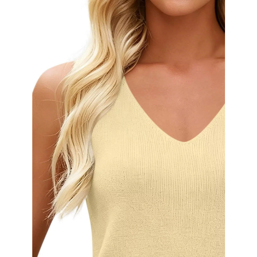 V-Neck Ribbed Knit Tank Top Apparel and Accessories