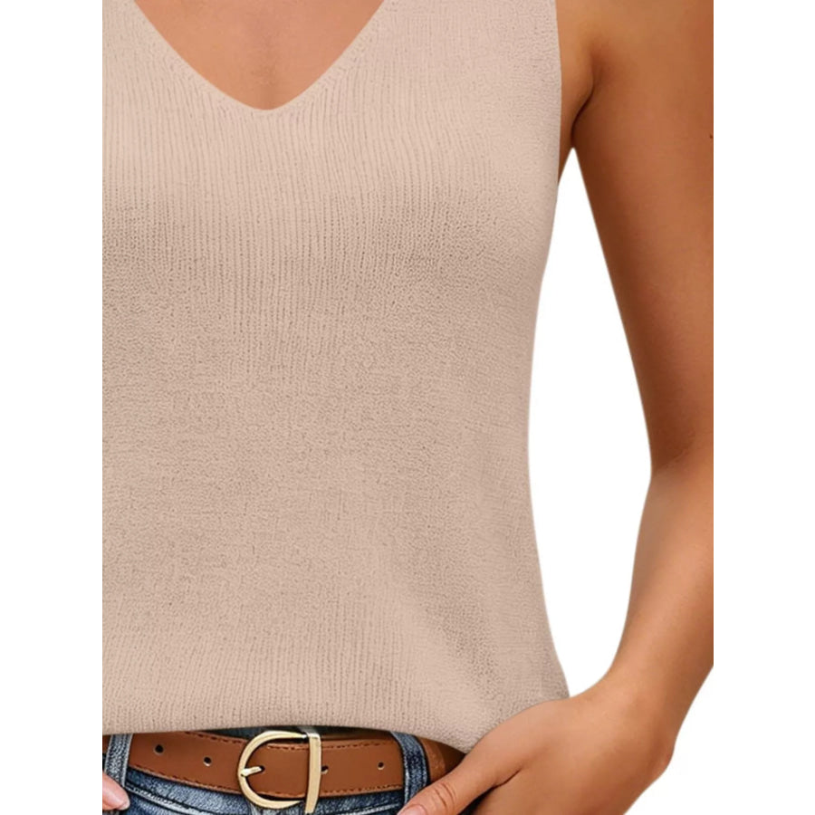 V-Neck Ribbed Knit Tank Top Apparel and Accessories