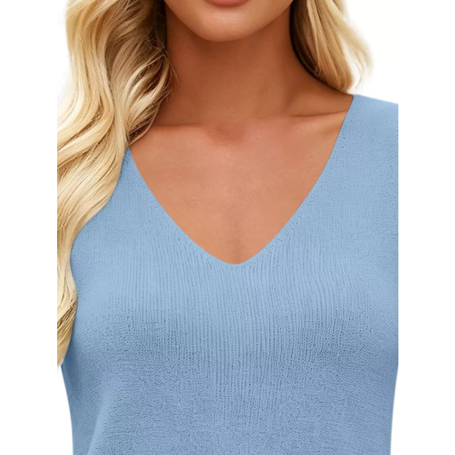 V-Neck Ribbed Knit Tank Top Apparel and Accessories