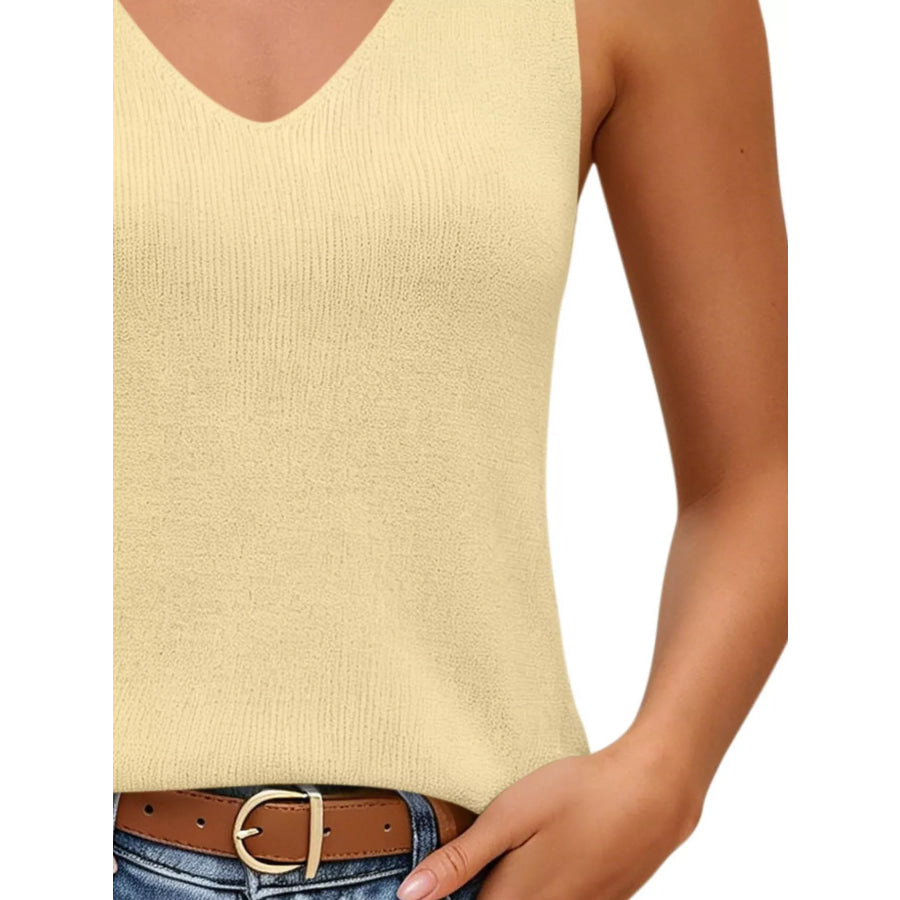 V-Neck Ribbed Knit Tank Top Apparel and Accessories