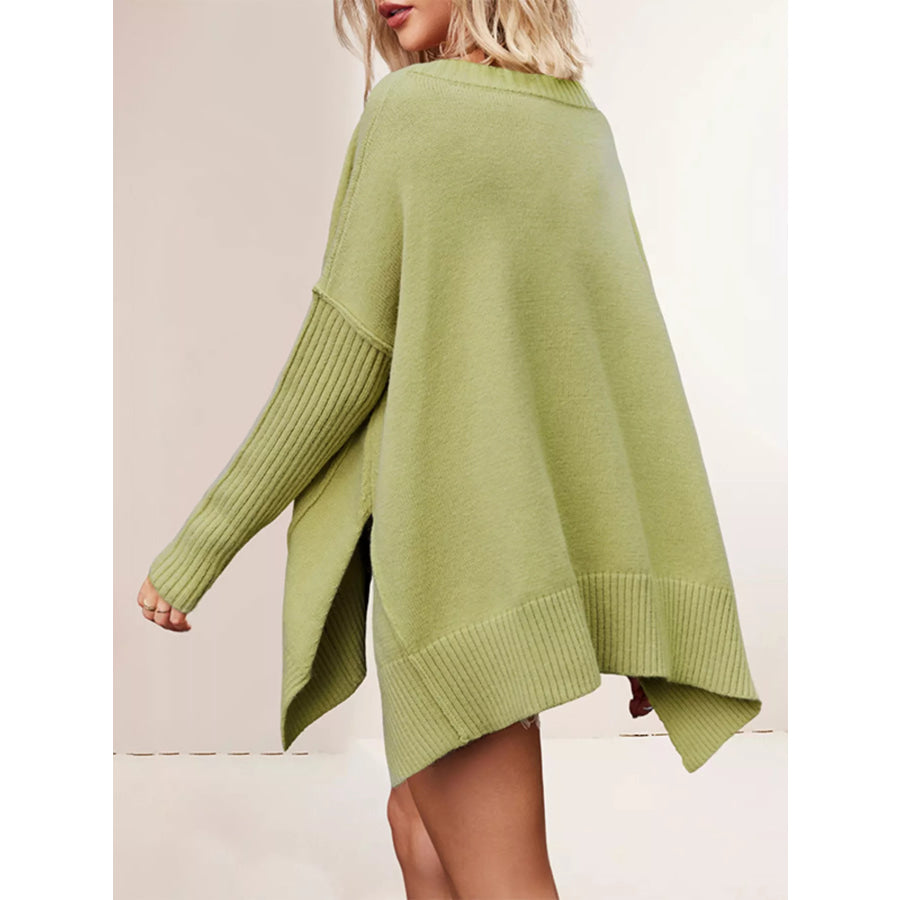 V-Neck Ribbed Sleeve Sweater Apparel and Accessories