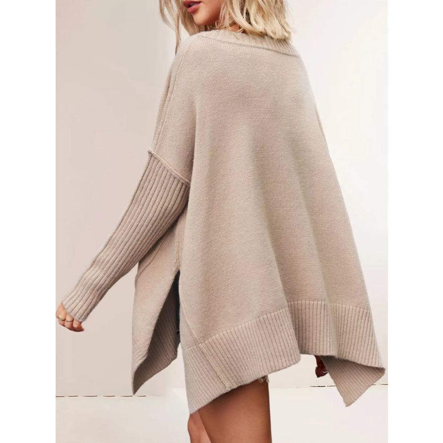 V-Neck Ribbed Sleeve Sweater Apparel and Accessories