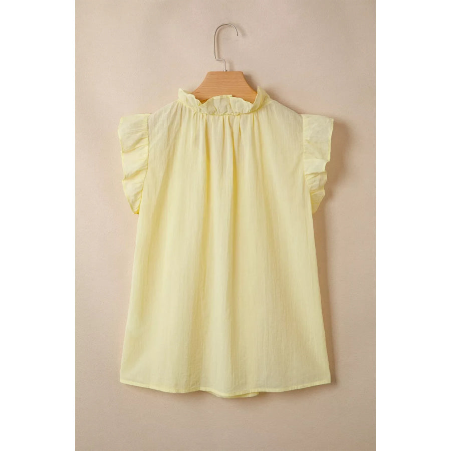 V Neck Ruffle Trim Sleeveless Shift Top Apparel and Accessories