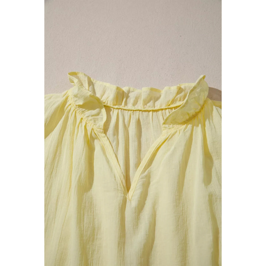 V Neck Ruffle Trim Sleeveless Shift Top Apparel and Accessories