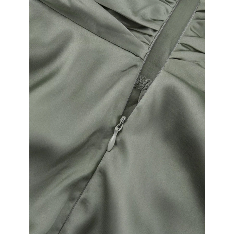 V-Neck Satin Mini Dress with Flowy Sleeves Apparel and Accessories