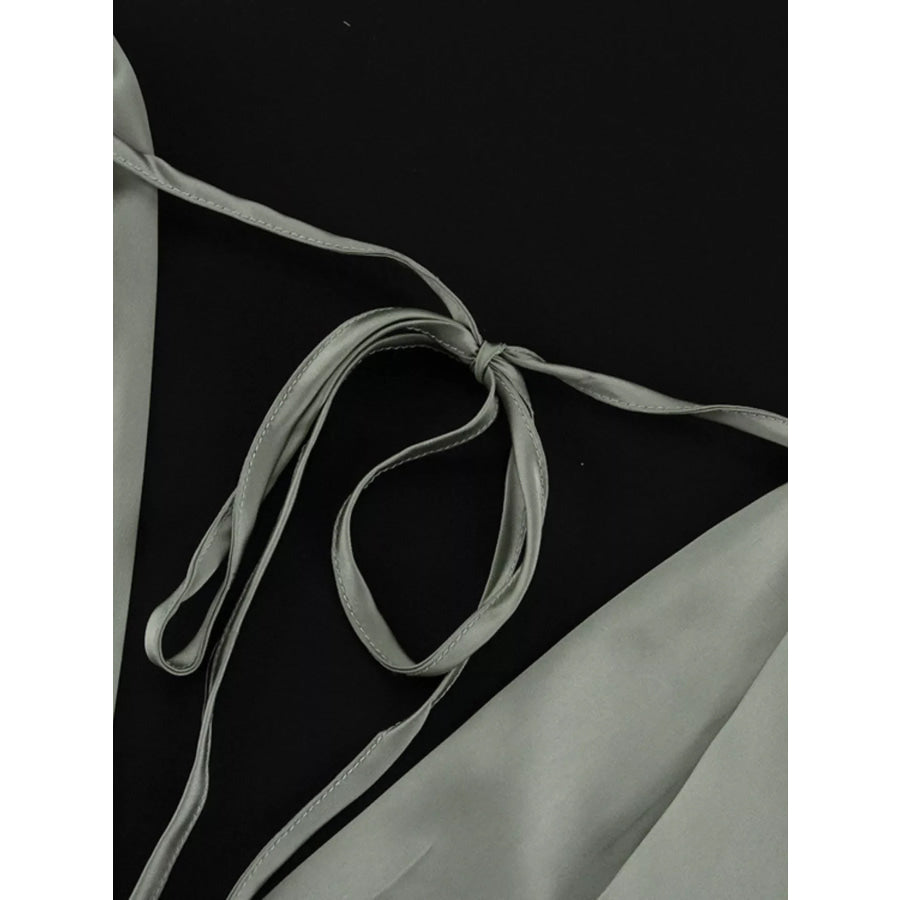 V-Neck Satin Mini Dress with Flowy Sleeves Apparel and Accessories