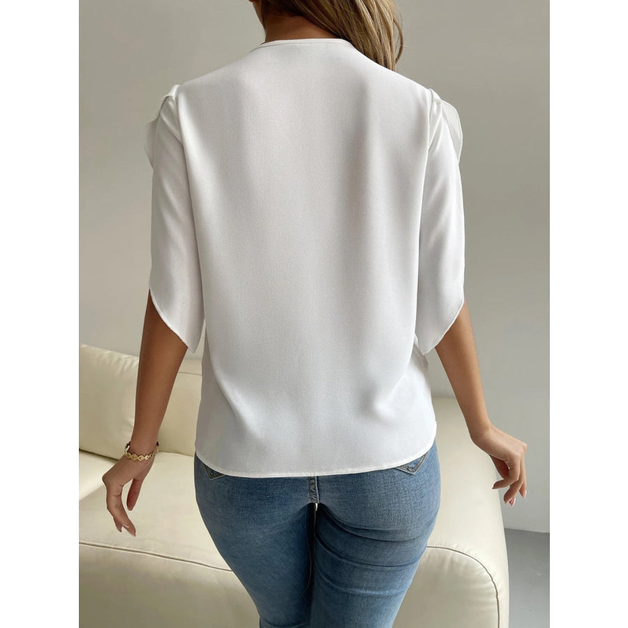 V - Neck Short Sleeve Blouse Apparel and Accessories