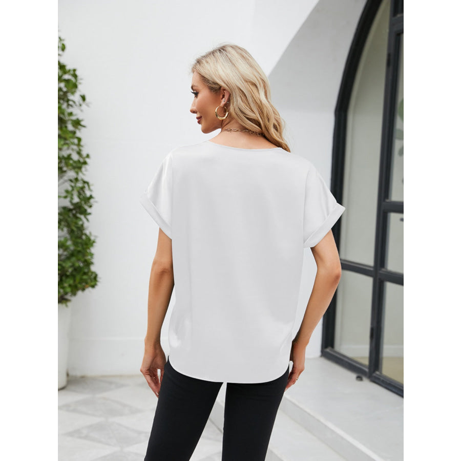 V - Neck Short Sleeve Blouse Apparel and Accessories