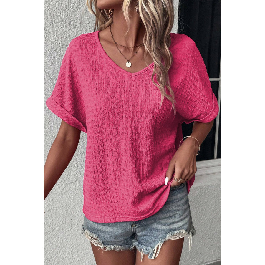 V - Neck Short Sleeve Blouse Apparel and Accessories