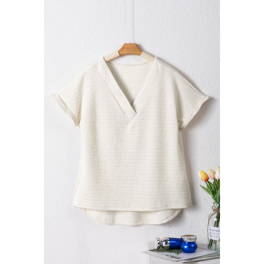 V - Neck Short Sleeve Blouse Apparel and Accessories