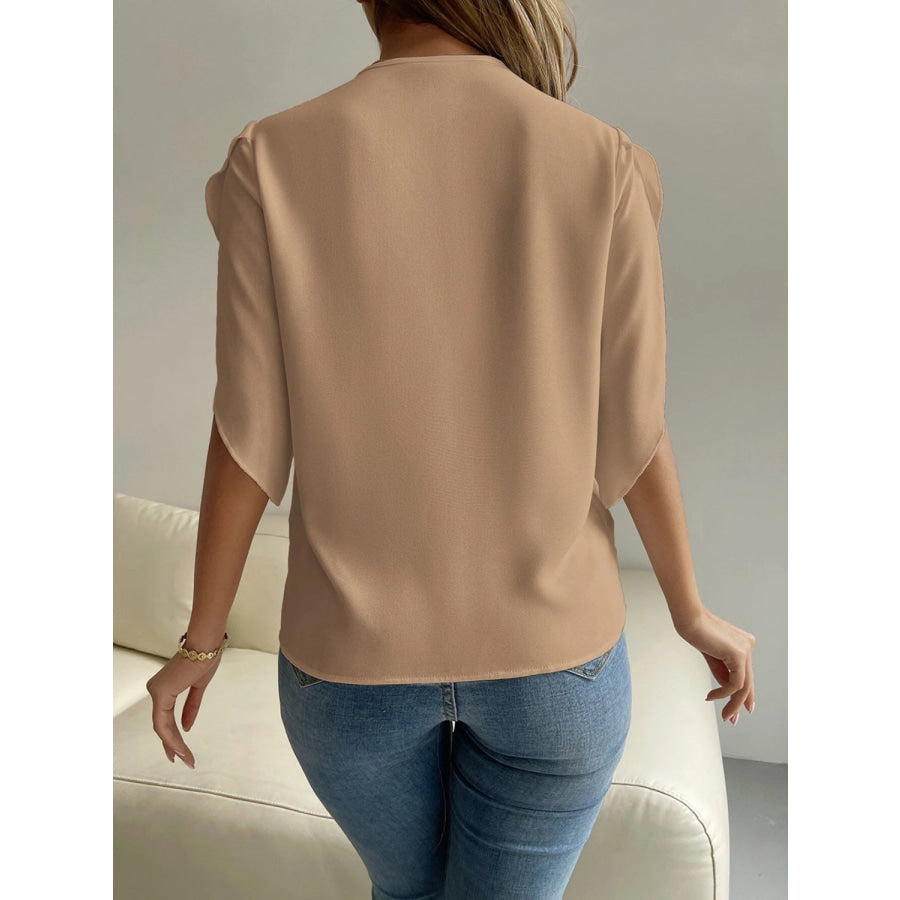 V - Neck Short Sleeve Blouse Apparel and Accessories