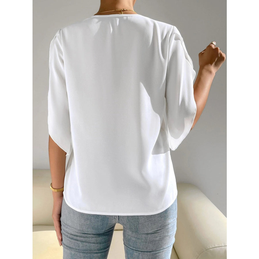 V - Neck Short Sleeve Blouse Apparel and Accessories