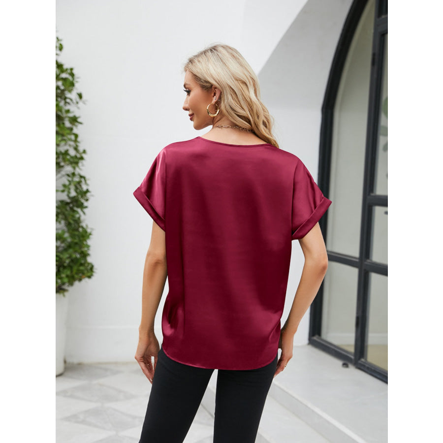 V - Neck Short Sleeve Blouse Apparel and Accessories