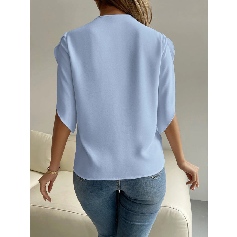 V - Neck Short Sleeve Blouse Apparel and Accessories